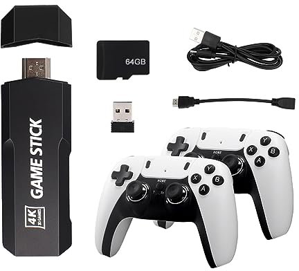 ARVALOLET TV Game Console, HD 4K 2.4G Wireless Retro Gaming Console 30000+ Games Mini Pocket Games Console 3D Joystick Handheld Video Game Console Support Card Expansion for Kids & Adult