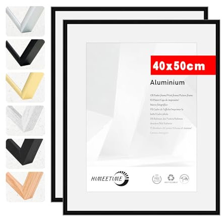 HIMEETIME® 3x Cadre Photo 40x50 cm en Aluminium Cadre Photo Gallery Cadres de Posters Convient pour La Décoration Murale ou L'affichage de Galerie