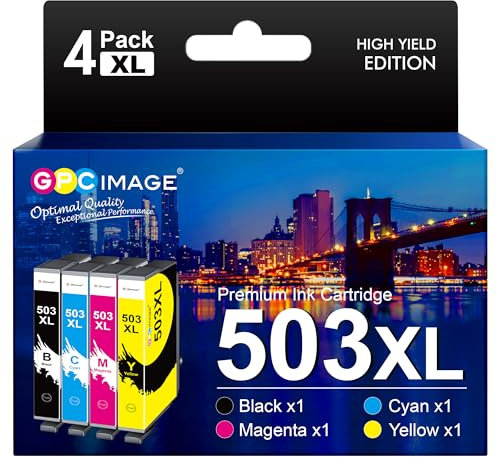 GPC IMAGE 503XL Multipack Kompatible für Epson 503 503XL 503 XL für Epson Workforce WF-2960DWF Patronen WF-2965DWF WF 2960 XP 5200 XP-5205 (4er-Pack, Schwarz Cyan Gelb Magenta)