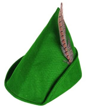 HENBRANDT Robin Hood Hut für Erwachsene, Grün mit Feder, Bogenschütze, Verkleidung I Pan I Buchtag
