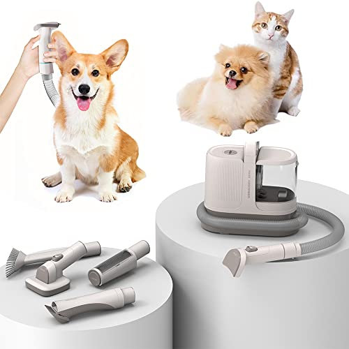 RATSTONE Aspirateur Chien,Aspirateur Poil De Chien,Tondeuse pour animaux avec aspirateur, épilateur professionnel pour animaux avec effet d'aspiration, tondeuse avec 5 outils de toilettage