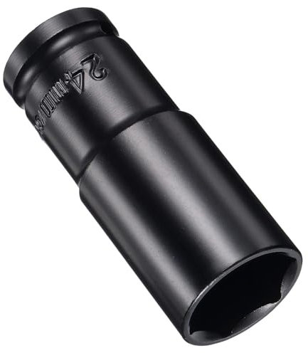 Juttzzei Deep Impact Socket, 1/2 Inch Drive by 24mm Deep Impact Socket, Heat-Treated CR-V Steel 24mm Socket 1/2 Drive with 78mm Length 6-Point Metric Sizes for Car Home Repair Home Car Repair