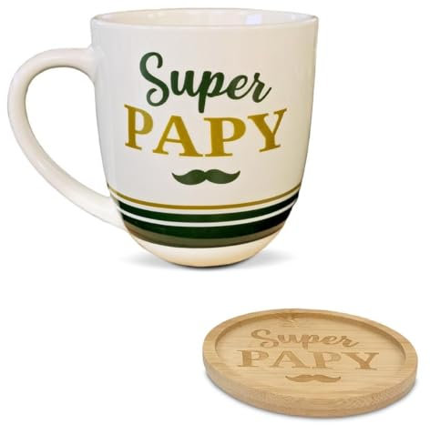 Coffret Tasse et Sous Tasse modèle Super Papy - Idée Cadeau