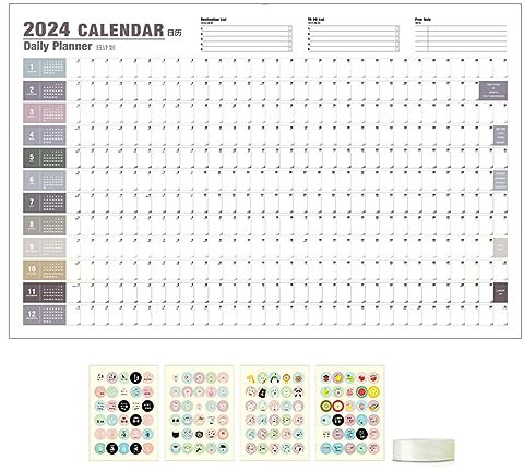 Kalender für Kühlschrank 2024 Jahresmonatlicher Schreibtischkalender Kühlschrankkalender für Zuhause Schulplan & Zeitplan Linierte Blöcke 2024 Monatsplaner 2024 Monatskalender 2024 Wandkalender