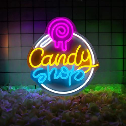 HFHungkeong Candy Neon-Schild für Candy Shop, Candy Bar-Schilder für Wanddekoration, Halloween-Süßigkeiten-Dekor, Neon-Schild, leuchtende Schilder, Süßigkeiten-Party-Dekorationen