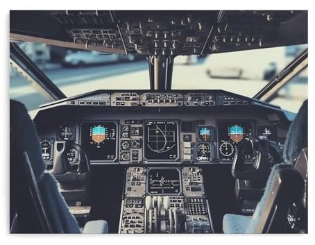 Leinwandbild, Flugzeug-Cockpit, Wandbild, moderne Drucke, Kunstwerk, Poster, ungerahmt für Wohnzimmer, Schlafzimmer, Küche, Heimdekoration, 40 x 30 cm