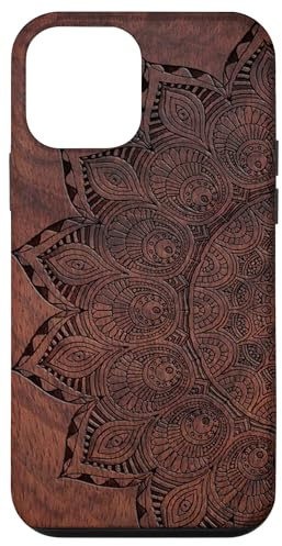 Gravierbares Mandala, Holz, Blumen, Blumen, Yoga, Namaste, PC Hülle für iPhone 12 mini