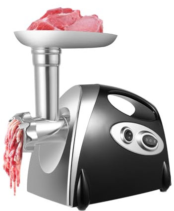 Picadora de carne eléctrica, 800 W, acero inoxidable, multiprocesador de alimentos, 3 en 1, picadora de carne con 3 placas de molienda para uso doméstico