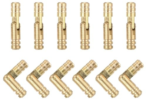 QUARKZMAN 12 Stück Unsichtbare Messingfass-Scharniere, 25x5mm Verdeckte Scharniere, Faltbare Stütz-Zylinderscharniere für DIY Schmuckkästchen Schranktür Fass-Scharniere
