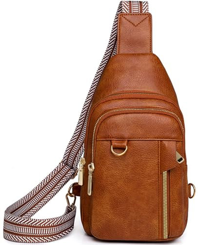 Farcauo Braun Brusttasche für Damen Herren Crossbody Bag für Damen Herren Umhängetasche Brusttasche Sling Bag Kleine Schultertasche Diebstahlsichere Tasche mit Gurt Shoulder Bag Women Men Chest Bag
