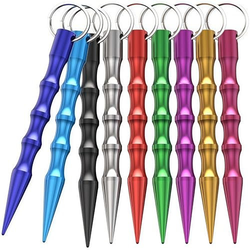 Mainiusi Kubotan Schlüsselanhänger 9 Stück, Bunt Schlüsselanhänger für Frauen, Kubotan Schlüsselanhänger für Outdoor Überlebensnotfall