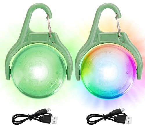 Mucek 2 Stück LED Blinklicht Schulranzen, Sicherheitslicht USB Aufladbar 4 Modi, Schulranzen Licht, Leuchtanhänger Hund, Sicherheitslicht für Rucksack Laufen Wandern Haustier(Grün)
