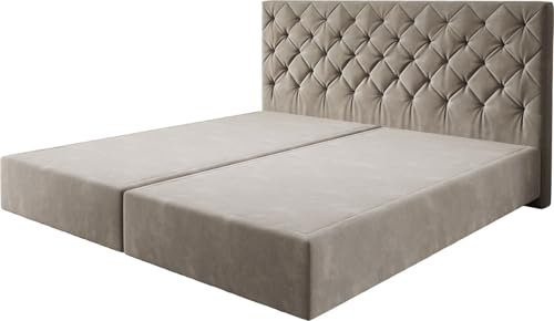 DELIFE Boxspringgestell Dream-Great Mikrofaser Beige 200x200 cm