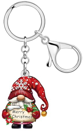 RAIDIN Acryl niedlich Weihnachten Zwerg Gnom Schlüsselanhänger Weihnachtsmann Autoschlüssel Schlüsselring für Damen Mädchen Brieftasche Rucksack Party Gnome Geschenke (Rot)