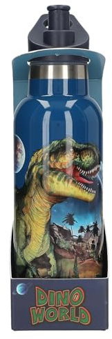 Depesche 13400 Dino World Galaxy Color Azul Oscuro con Motivo de Dinosaurios, Botella Deportiva de Acero Inoxidable, Capacidad Aprox. 500 ml, Multicolor, One Size