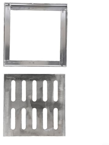 Ablaufgitter-Abdeckung, Gitterdeckel, Gully Grid, zweireihiges Loch, Edelstahl-Bodenablauf mit Rahmen, rutschfest, für den Außenbereich, 150–300 mm (150 x 150 x 20 x 2 mm)