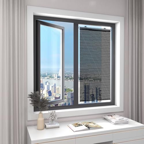 Without Drilling Sun Protection Suction Cup Roller Blind,Blackout Roller Window Shades,Portable Insulation Window Cover Curtain,Privacy Screen for Home,Office,Car (68x125cm)