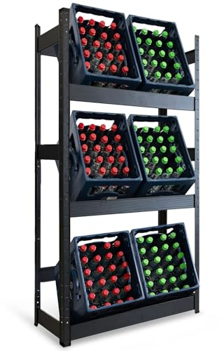 Floordirekt Getränkekistenregal für 6 Kisten - 160 x 80 x 30 cm - Getränkeregal, Kastenregal für Getränkekisten, Flaschenregal, Kastenständer - Regal für Getränkekästen (Osaka)