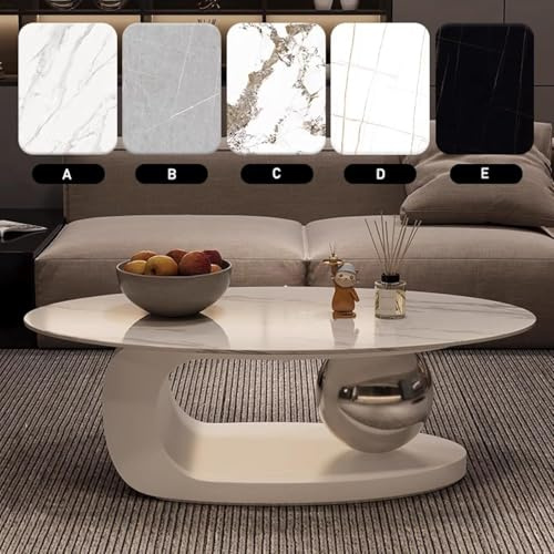 Luxuriöser Couchtisch Aus Marmor Mit Goldener Metallhalterung Und Arbeitsplatte Aus Stein - Elegantes Design, Einzigartiges Design, White, 130 * 70 * 40CM