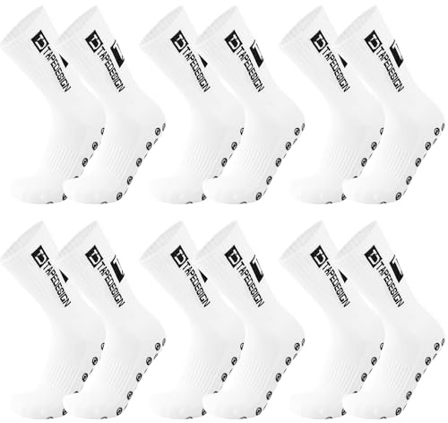 LYPPUL 6 Paar Fußball Socken, 38-44 Fußballsocken, Grip Socken Fussball für Herren Damen, Rutschfeste Sportsocken, Anti Rutsch Grip Sportsocken für fussballs Basketball Laufen Rugby Tennis Radfahren
