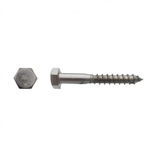Vis à bois tête hexagonale (Tirefond) Inox A4-8 x 100 mm- Vendu par 50