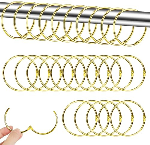 40 Stück Gardinenringe zum Öffnen, 50mm Vorhang Hängend Ringe | Vorhangringe Metall, Geeignet für Vorhänge und Vorhangstangen für Schlafzimmer und Badezimmer (Gold)