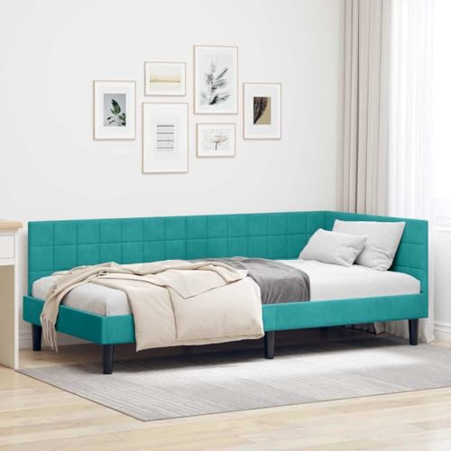 vidaXL Corner Platform Bed Base – Modern Bedroom Furniture in Velvet, Wall Mounted and Space-Saving