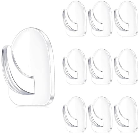 strrng 10 Pcs Self Adhesive Hooks, Clear Adhesive Sticky Hooks for Hanging | Plastic Stick on Hook with Non Marking Sticker, Reusable Heavy Duty Acrylic Stick on Hook, for Bathroom Kitchen Door
