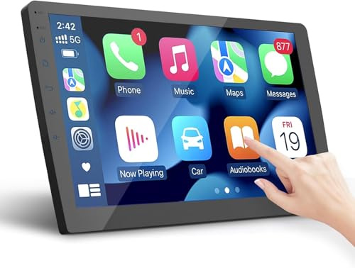 Haudio Autoradio 2 Din con CarPlay e Android Auto, Schermo IPS da 10,1 Pollici Supporta 25 set UI, Autoradio con Camera Retromarcia, Mirror Link,Controllo Vocale,SW/FM/AM/RDS 4+64G(Aggiornamento CPU)