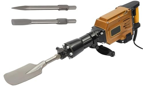 1700W Electric Demolition Hammer Drill, Electric Demolition Jack Hammer with 3 Chisels, Suitable for Concrete Removal Trenching Chipping, Garden Lawn Farm Tree Digging