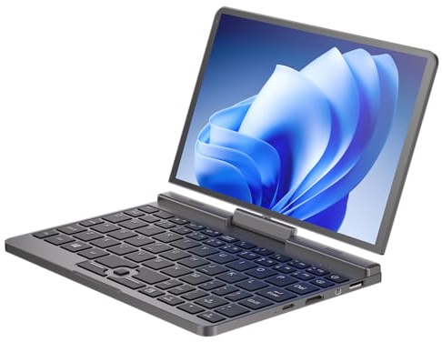 RUGLINE Mini ordinateur portable 8 pouces, 2 en 1 Win 11, écran HD rotatif, 12 Go de RAM, 1 To SSD, clavier rétroéclairé, N150, appareil photo 2M