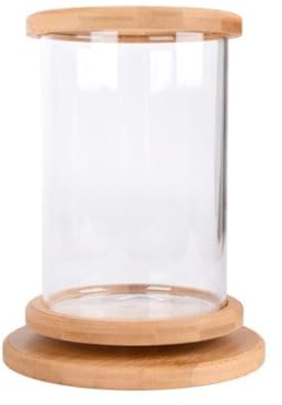 Aquarium Aquarium en Verre Transparent avec Socle en Bois Rotatif décoratif for Petits Aquariums écologiques. Poissons sur Pied en Bois.