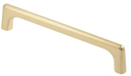 GTV Möbelgriff OCTAVIO, Moderner Stangengriff aus ZnAl, Bohrabstand 128 mm, Gesamtlänge 139 mm, Schrankgriff für Küche und Kommode, Oberfläche Gold gebürstet