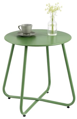 ARATERVIO Runder Beistelltisch Outdoor & Indoor, 45×45 cm Gartentisch für Balkon, Terrasse & Wohnzimmer, Metall Wetterfest mit Pulverbeschichtung, Leicht & Stabil (Grün)