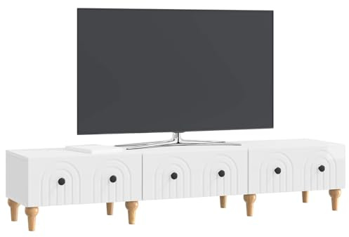 vidaXL TV-Schränk Hochglanz Weiß 147 x 34,5 x 30 cm Holzwerkstoff, Wohnzimmer, moderner rechteckiger Stauraum, multifunktionale Schrank, minimalistisches TV-Möbel