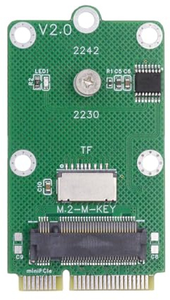 xiwai Adattatore Mini PCI-E Riser Card Slot per scheda TF USB2.0 e M.2 NGFF NVME Key-M SSD, compatibile con schede madri NAS per controllo industriale