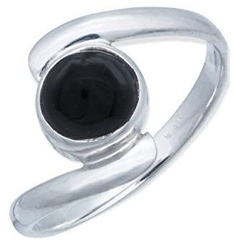 Ring 925 Silber Onyx schwarzer Stein Edelstein echt Silber Damen Sterling Silber Geschenk (MRG-003-03-(56))