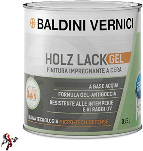 Finitura per legno esterno HolzLack Gel 750 ml impregnante legno esterno cera cerato bianco trasparente noce scuro noce chiaro impregnante per legno esterno Baldini Vernici (INCOLORE)