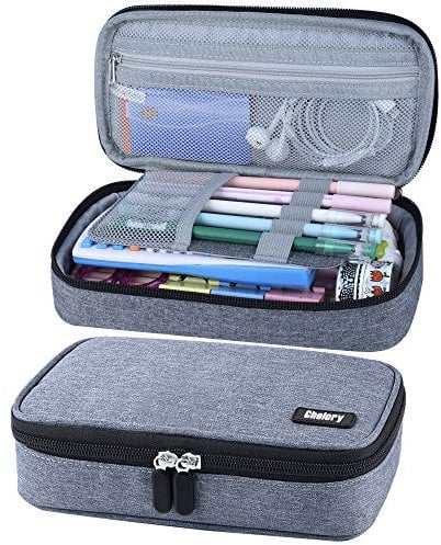 Chelory Pencil Case Large Capacity Pencil Cases Bag for Boys Girls Teens Big Storage Pen Pouch Holder Desk Organiser for Stationery Office Supplies Middle High School Student Makeup Bag Adult, Grey