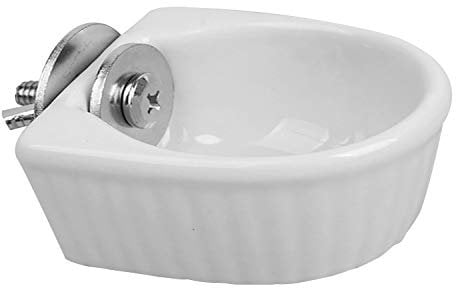 Small Animals Bowl, Detachable Cage Feeder Pet Ceramic Water & Food Feeder, Small Animal Supplies for Rabbit Parrot Squirrels Chinchilla Hamster Ferret (White, M)
