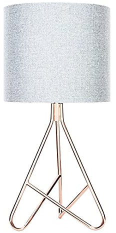 LITECRAFT Copper Tripod Styled Table Lamp E27 Base with Light Grey Fabric Shade