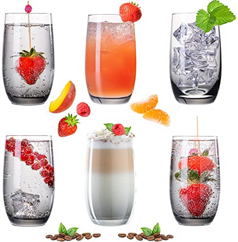 PLATINUX Elegante Ombré Trinkgläser aus Glas Schwarz 280ml (max. 370ml) 6 Teilig Wassergläser Saftgläser Longdrinkgläser