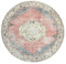 the carpet Zen Klassicher Vintage Wohnzimmer Teppich im Modernen Used Look, Superflach, Waschbar bis 30 Grad, Baumwollrücken, Orient Muster, Rot Blau, 120 cm Rund