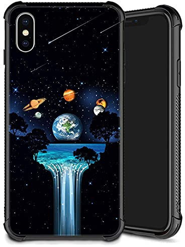 Yuning419 Compatible with iPhone XR - Space Planets Pattern Plexiglass Case for Boys Men, Shockproof Anti-Scratch Protection for 6.1 Inch