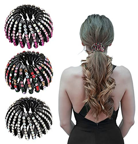 Gsrhzd Vogelnest Haarspange, 3 Stück Haarspangen Damen, Pferdeschwanz Halter, Kristall Vogelnest Haarschmuck, Erweiterbarer Vogelnest Haarklammern, für Mädchen Damen