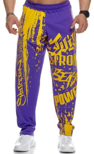 OOGUDE Pantaloni sportivi da uomo con coulisse larghi stampati da palestra pantaloni da corsa allenamento pantaloni della tuta con tasche, Viola, M