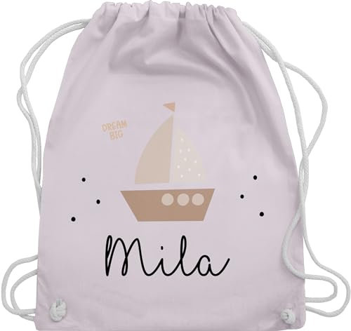 Turnbeutel Rucksack - Süßes Segelboot Boot Segler - Unisize - Pastell Rosa - segler-geschenk bag und name stoff