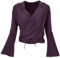 GURU SHOP Wickelshirt, Yogashirt, Langarmshirt mit Trompetenärmeln - Aubergine, Damen, Baumwolle, Size:L