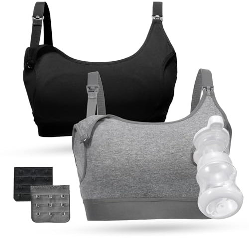 momcozy Hands Free Pumping Bra, Adjustable Breast-Pumps Holding and Nursing Bra, Pumping & Nursing Bra in One