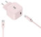 WE Pop Pack Chargeur Secteur + Câble USB-C/USB-C Rose poudrée : Chargeur Secteur Rose PD 20W Port USB-C - Câble USBC-USBC 60W 1 mètre en Silicone Rose